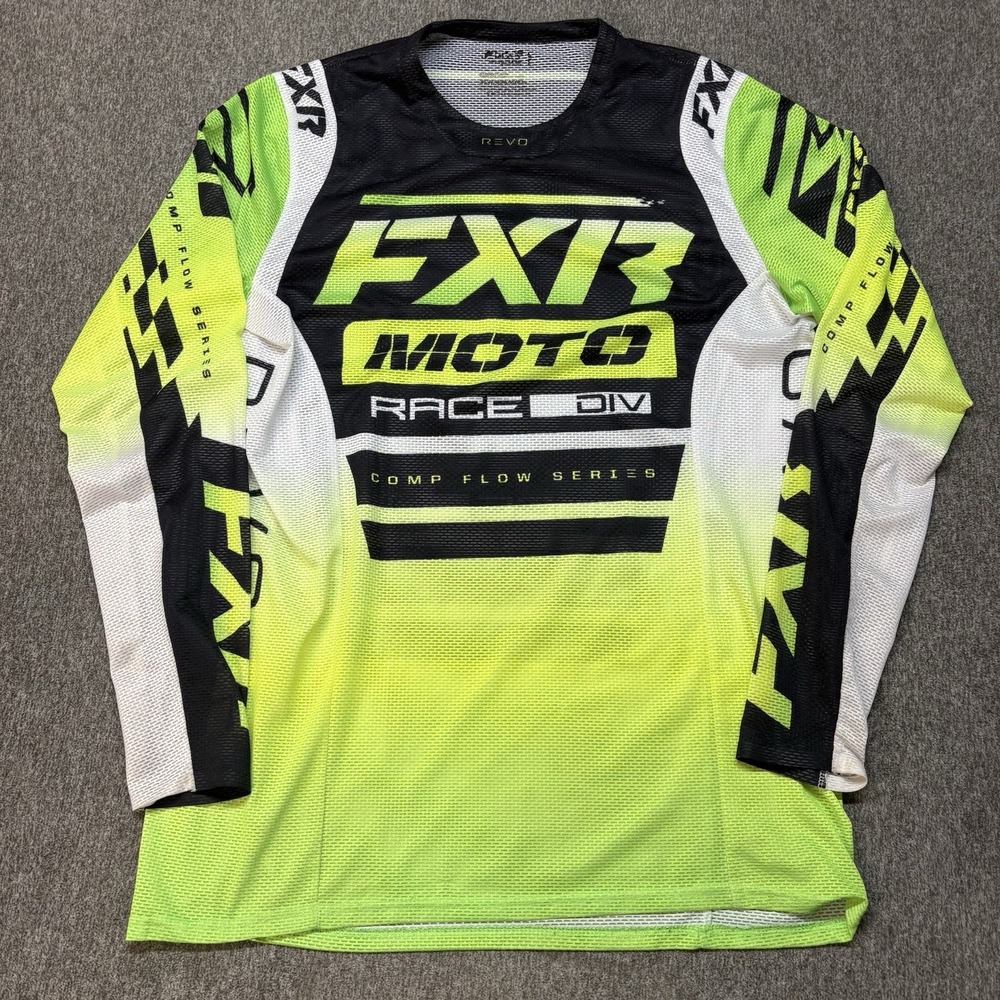 Vintage FXR Revo Comp 23 Motocross Jersey Mens Size XL Glowstick MX Offroad Y2K